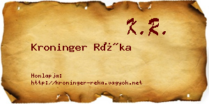 Kroninger Réka névjegykártya